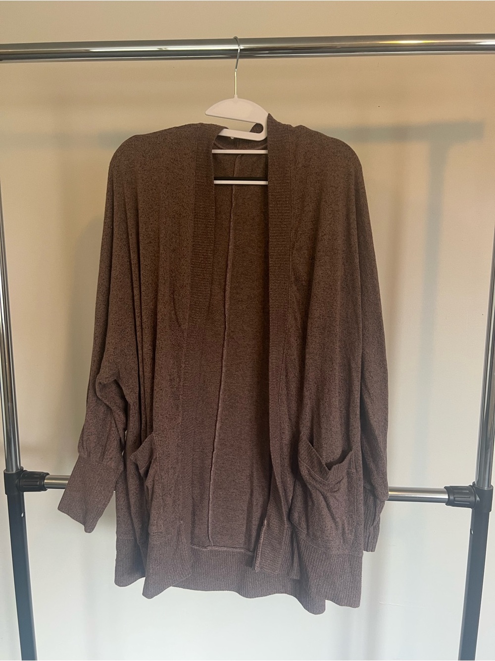 American Age Heathered  Open-Front Cardigan